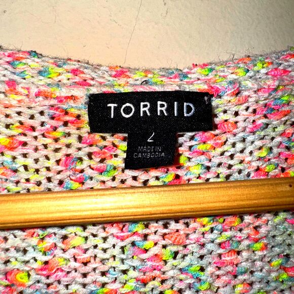 Torrid Flamingo Sweater Women's 2XL Summer Pullover Pink Marled Cotton Beach Top - Picture 3 of 5